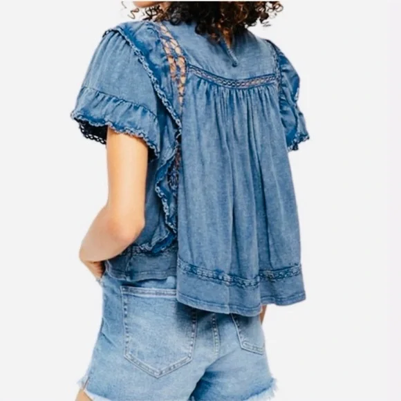 Free People | Le Femme Ruffle Crochet Top - Picture 2 of 8